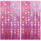 Conjunto de decorações de festa Pink Fringe Garland, pacote com 4 flâmulas