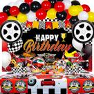 Conjunto de decorações de festa Race Car Birthday 140 unidades para 10 convidados Conjunto de decorações de festa Race Car Birthday 140 unidades para 10 convidados