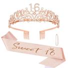 Conjunto de decorações de festa Semato Sweet 16 Rose Gold Birthday