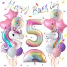 Conjunto de decorações de festa Unicorn 5th Birthday Girl Purple Pink
