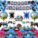 Conjunto de decorações de festa, videogame, feliz aniversário para meninos