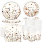 Conjunto de decorações de festa Ziliny Wildflower com pratos, copos e guardanapos