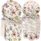 Conjunto de decorações de festa Ziliny Wildflower com pratos, guardanapos e copos