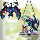 Conjunto de decorações de Halloween com 2 protetores de sol em acrílico Bat Raven Conjunto de decorações de Halloween com 2 protetores de sol em acrílico Bat Raven
