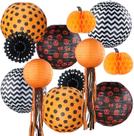 Conjunto de decorações de Halloween UNIQOOO Paper Lantern, pacote com 12