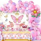 Conjunto de Decorações para Festa com Tema Borboleta - Ideal para Aniversários de Meninas e Mulheres