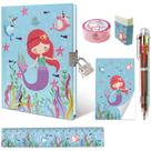 Conjunto de diário GINMLYDA Mermaid Girls com cadeado, caneta e acessórios