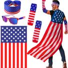 Conjunto de Disfraz TMKEFFC con Bandera Americana para Adultos con Capa
