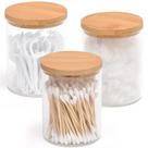 Conjunto de dispensadores de vidro Qtip Holder BKYFPQ, pacote com 3 tampas