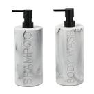 Conjunto de dispensadores Indecor Home Marble Resin Shampoo para lavagem corporal, 2 unidades