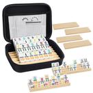 Conjunto de dominós Mexican Train Double 12 com 8 bandejas de madeira para crianças
