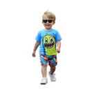 Conjunto De Duas Peças Com Estampa De Desenho Animado De Verão Para Meninos, Gola Redonda, Manga Conjunto De Duas Peças Com Estampa De Desenho Animado De Verão Para Meninos, Gola Redonda, Manga