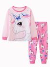 Conjunto de duas peças de pijama de manga comprida com desenho de unicórnio para meninas