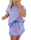 Conjunto de duas peças Ecosunny feminino casual de verão com short-saia Conjunto de duas peças Ecosunny feminino casual de verão com short-saia