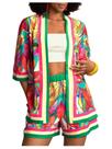 Conjunto de duas peças MakeMeChic para mulheres com flores tropicais de verão Conjunto de duas peças MakeMeChic para mulheres com flores tropicais de verão