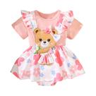 Conjunto De Duas Peças Para Bebê Menina, Primavera/verão, Com Estampa Floral De Urso, Conjunto De Duas Peças Para Bebê Menina, Primavera/verão, Com Estampa Floral De Urso,