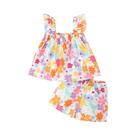 Conjunto De Duas Peças Para Festa Na Praia De Verão Para Bebês Meninas, Roupas Florais Coloridas De Conjunto De Duas Peças Para Festa Na Praia De Verão Para Bebês Meninas, Roupas Florais Coloridas De