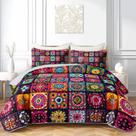 Conjunto de edredões AILONEN Boho Floral Twin Size com 2 fronhas