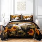 Conjunto de edredões AILONEN Cat Queen Size para crianças e meninas, amarelo