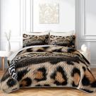 Conjunto de edredões AILONEN com estampa de leopardo queen size com 2 fronhas
