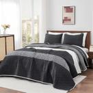 Conjunto de edredões Andency listrado em preto e branco Queen Size