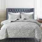 Conjunto de edredões DURLENGEN Bluish Grey Botanical California King 3 unidades