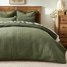 Conjunto de edredões EVERGRACE Luxury Velvet King Size, 3 peças, verde loden