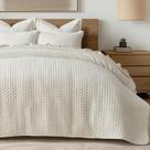 Conjunto de edredões EVERGRACE Luxury Velvet Queen Size, 3 peças, creme