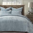Conjunto de edredões EVERGRACE Velvet Queen Size com 2 capas de linho azul