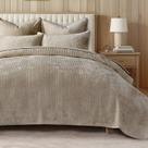 Conjunto de edredões EVERGRACE Velvet Queen Size com colcha Urban Taupe