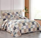 Conjunto de edredões Hailea Beige Plaid King Size leve e reversível Conjunto de edredões Hailea Beige Plaid King Size leve e reversível