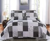 Conjunto de edredões Jessy Home Floral King Colcha Cinza