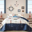 Conjunto de edredões king size Djoymock Ocean Nautical 264x229 cm