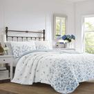 Conjunto de edredões Laura Ashley Home de algodão reversível Flora Blue King