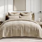 Conjunto de edredões RECYCO Luxury Velvet Full Queen com 2 capas Urban Taupe