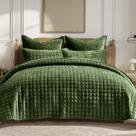 Conjunto de edredões RECYCO Luxury Velvet King Size Loden Green com 2 capas