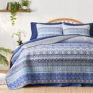 Conjunto de edredões Tititada Bohemian King Size com 2 capas azul e cinza