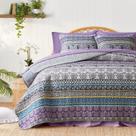 Conjunto de edredões Tititada Bohemian King Size com 2 capas roxa/cinza