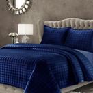 Conjunto de edredões Tribeca Living Luxury Velvet King Size azul marinho