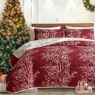 Conjunto de edredões UOZZI BEDDING Christmas Burgundy Red Queen Size