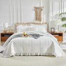 Conjunto de edredões UOZZI BEDDING, com babados, queen size, branco, 240 x 240 cm, 3 peças