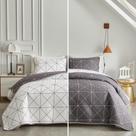 Conjunto de edredões UOZZI BEDDING reversível xadrez branco e cinza King