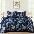 Conjunto de edredões WONGS BEDDING azul marinho Botanical Queen Size Conjunto de edredões WONGS BEDDING azul marinho Botanical Queen Size