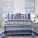 Conjunto de edredões WONGS BEDDING Boho Blue, tamanho completo, 3 peças