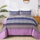 Conjunto de edredões WONGS BEDDING Boho King Purple Microfiber 3 peças
