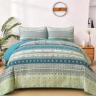 Conjunto de edredões WONGS BEDDING Boho King Size Aqua 3 peças Conjunto de edredões WONGS BEDDING Boho King Size Aqua 3 peças