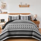 Conjunto de edredões WONGS BEDDING Boho King Size cinza 3 peças