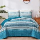 Conjunto de edredões WONGS BEDDING Boho Queen Teal Blue Microfibra 230x240cm