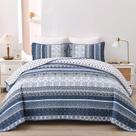 Conjunto de edredões WONGS BEDDING Boho Twin Size azul marinho, 2 peças