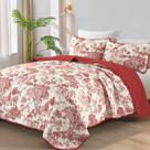 Conjunto de edredões WONGS BEDDING Botanical Queen Size Red 3 peças